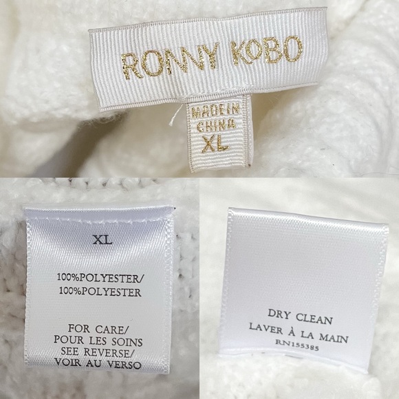 Ronny Kobo Maram Fringed Cableknit Turtleneck Sweater Women’s XL - Picture 10 of 11